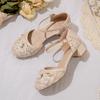 Children Girls High Heel Shoes For Kids Princess Sandals Fashion Bow Thick Heel Shallow Women High Heels For Party Wedding 30-43