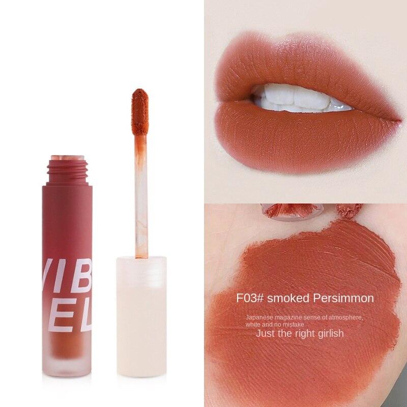 VIBELY Fumo Leggero Opaco Velluto Opaco Lip Slush Impermeabile Lunga Durata Lucidalabbra Bianco
