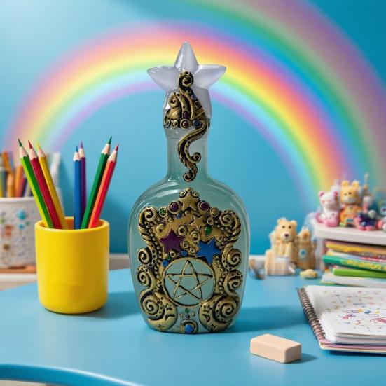 Vintage Decorative Bottle Ornament Resin Star Theme Vase Table Centerpiece Bedroom Living Room Dining Table Bookshelf Desktop Decoration