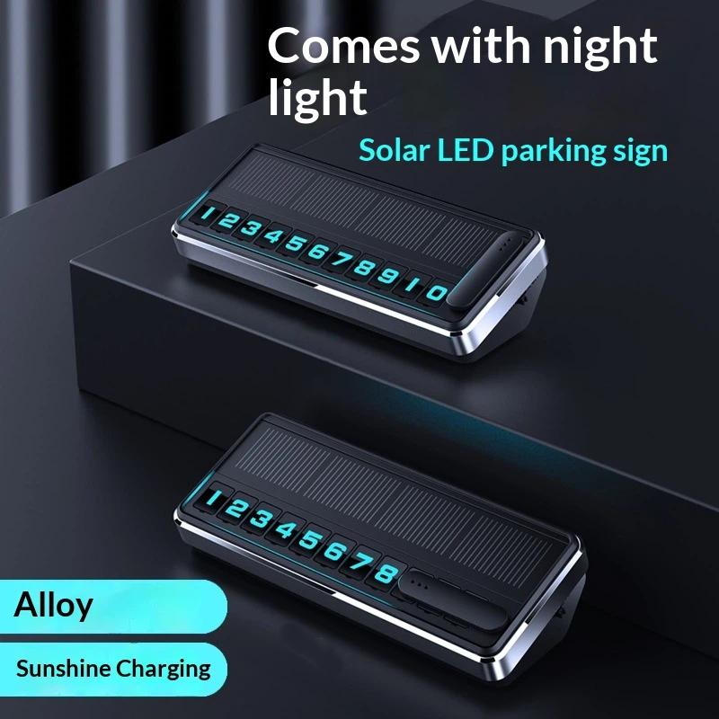 1ks solární auto telefonní číslo LED osvětlení dočasné parkovací karty skryté desky parkovací zastávka více čísel parkovací gadgety
