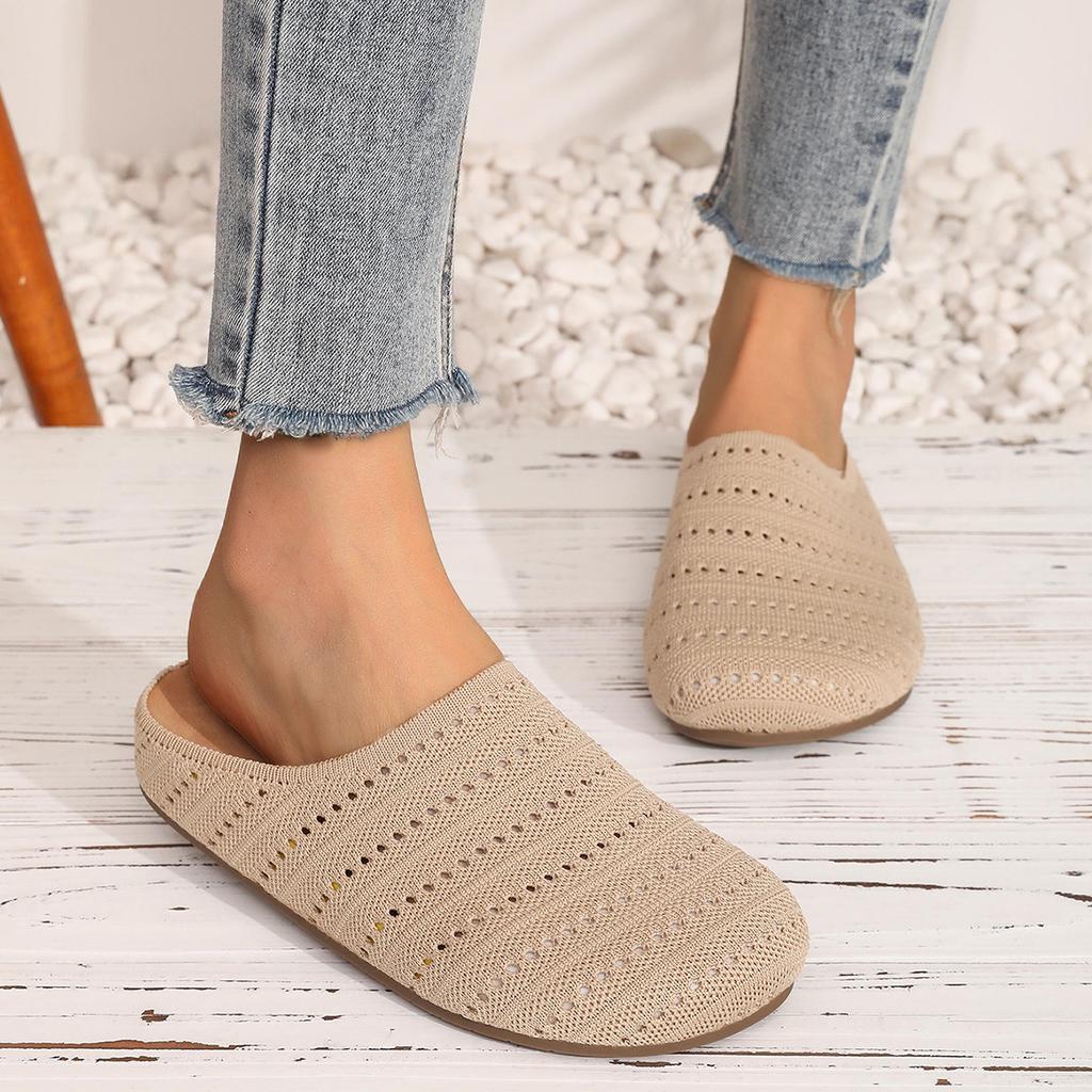 Retro niche woven bag head half slippers women's outer wear summer lazy one pedal comfortable soft sole square head muller shoes