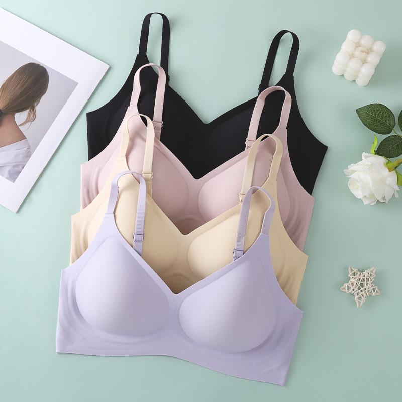 Jelly seamless underwear women's small breasts gather without steel rings, double breasts are closed, anti-sagging, beautiful back, comfortable