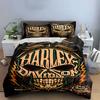 Calavera, llamas, logo de Harley-Davidson. Juegos de cama Juegos de fundas nórdicas Fundas nórdicas Fundas de almohada(1 * Funda de edredón 2 * Fundas de almohada sin relleno de edredón)