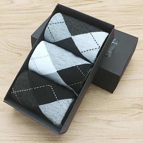 Men's Mid-Calf Boat Socks Gift Box: 3-Pair Set, Solid Colors, Spring & Autumn