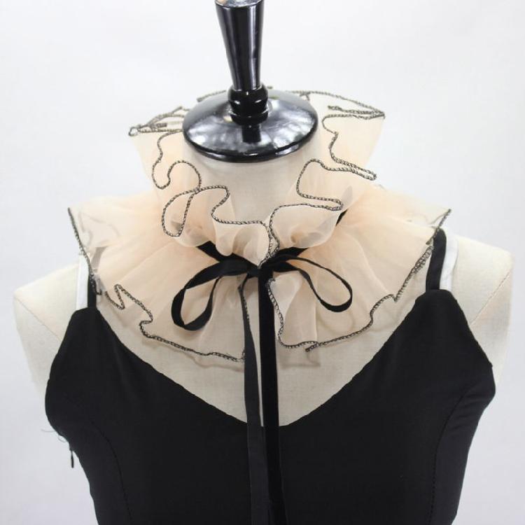 Adjustable Tie Ruffled Collar Organza For Victorian Age Costumes and Cosplay Halloween Accessory Collar