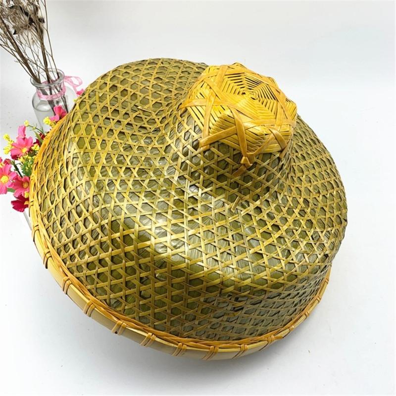 Ancient Oriental Style Bamboo Hat Chinese Costume Traditional Farmer Hat