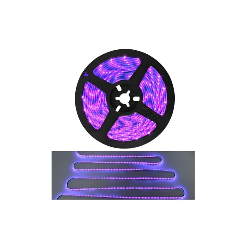 [Ledoversea Upgraded Version] 5m Waterproof Blacklight 300 LED High Brightness LED Strip Light with Wired Ends 390nm-400nm 12V Indirect Lighting