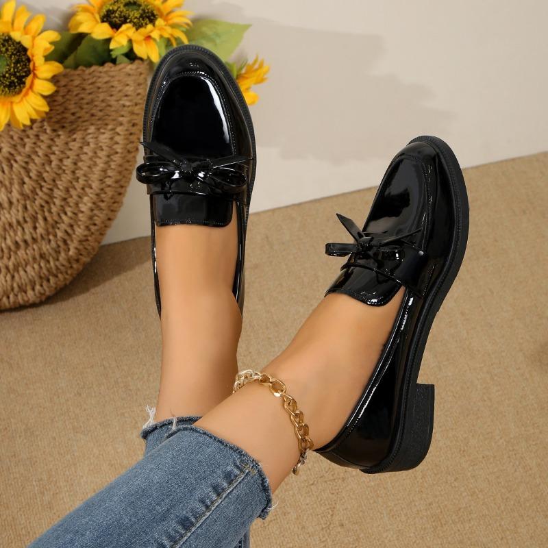 Plus Size Shoes Female Loafers Women's High Heels Outdoor Casual Pumps Women Bow Tie Round Toe Slip On Low Heel Shoes Women