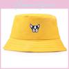 Fisherman Hat With Dog Embroidered Design Unisex Sun Protection For Outdoor Travel