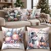 4 Pack Christmas Throw Covers, Cushion Pillowcases for Sofa Couch Home Decor