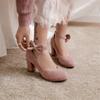 Girls High Heel Shoes Suede Women 7.5cm High Heels Sweet Bowknot High Heel Ladies Pumps Girls Princess Wedding Party Shoes33-43