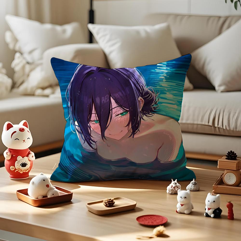 Anime R-Raze Chainsaw Sexy Pillow Case Silky Short Plush with Invisible Zipper Dustproof Sofa Cushion Cover for Home Decor