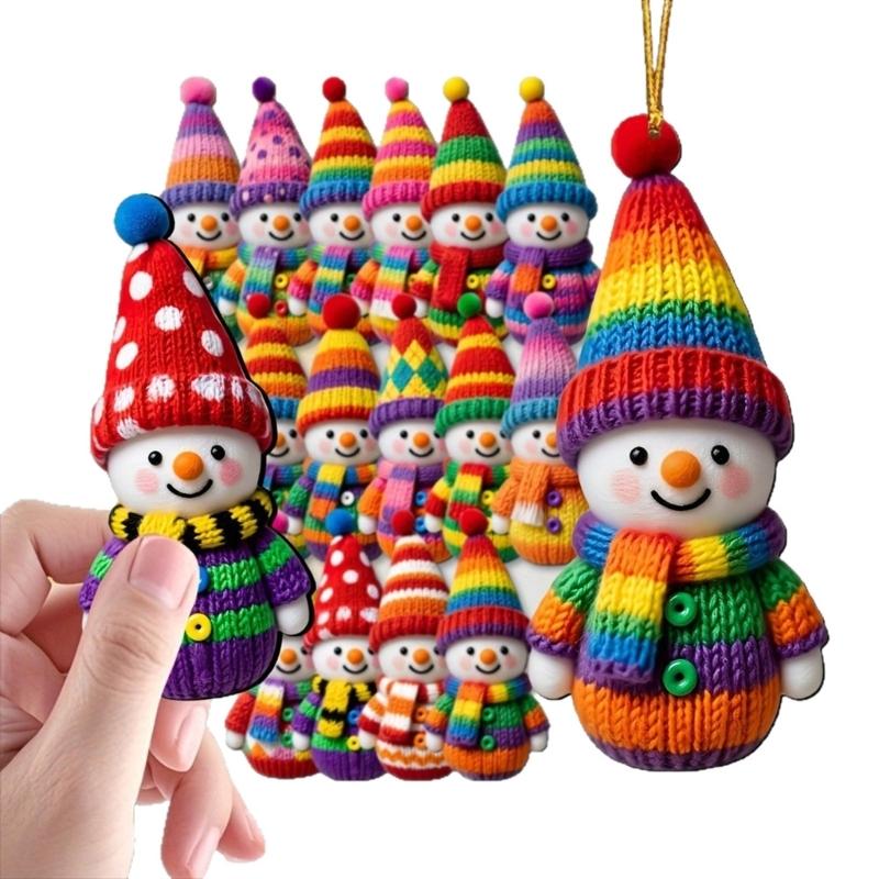 16/32 Stück Bunter Gestrickter Holz-Schneemann Hängender Schmuck Weihnachtsbaum Dekoration Für Kaminsimse Tür Feiertagsdekoration