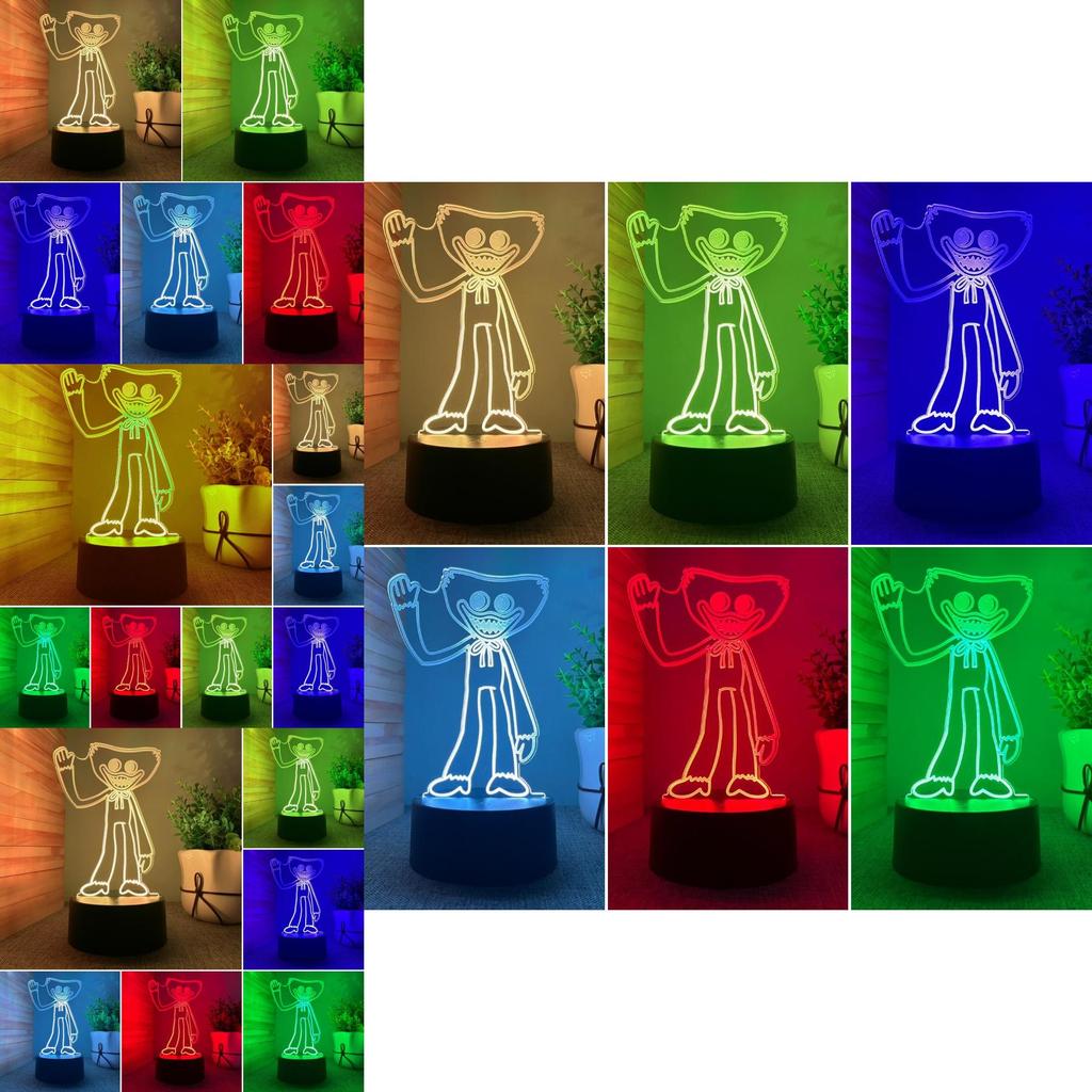 Unique Poppy Playtime Huggy Wuggy Night Light 3d Led Lamp With 7 Colors For Home Decor