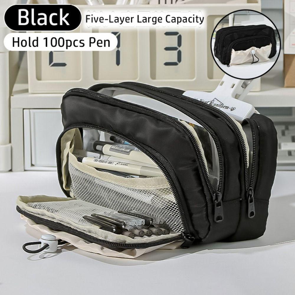 Five-Layer Pen Bag Zipper Pen Storage Bag Fashion Pencil Case  Gift
