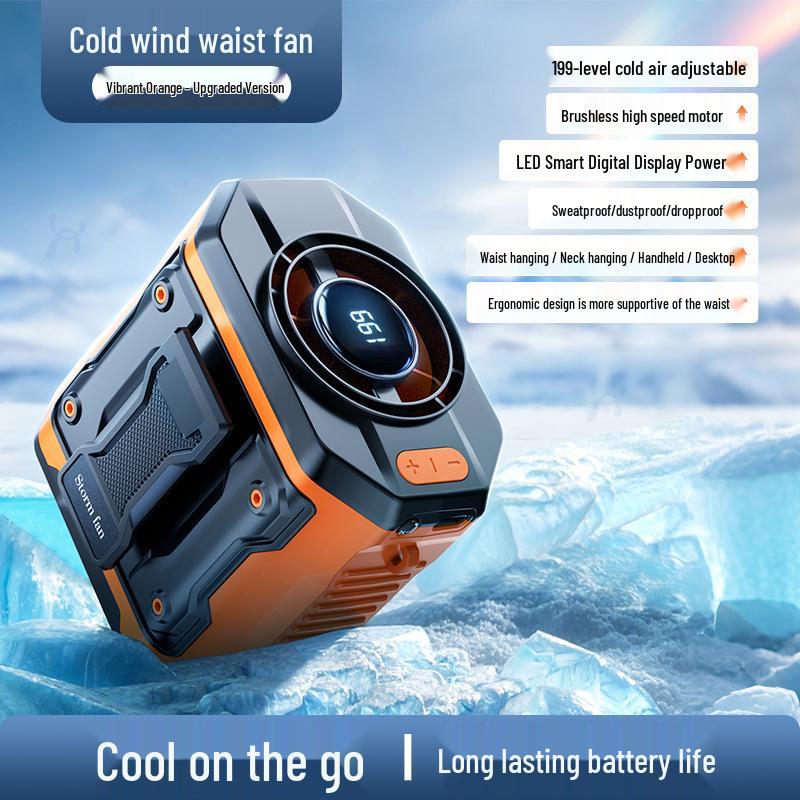 

Portable Waist Clip Fan - Hands-Free Cooling for Worksites 370 High-Speed Carbon Brush Motor