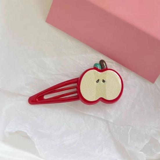 4Pcs Girl Hairpin Red Fruit Slice Decor Hair Clips Smooth Surface Rounded Edges Lightweight Hair Pins Hair Accessories