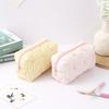 1pc Checkered Pencil Case Pink Bow Pattern Portable Stationery Organizer School Office Desk Essentials Travel Accessories