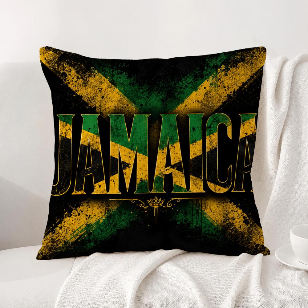 Flag Jamaica Flag Cushion Cover Natural Linen Pillowcase Set AllinOne Decor Cushion Cover for Sofa Bedroom Chair
