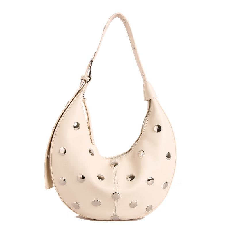 Borsa a ravioli dal design personalizzato retrò, nuova borsa a tracolla a mezzaluna alla moda con borchie da donna