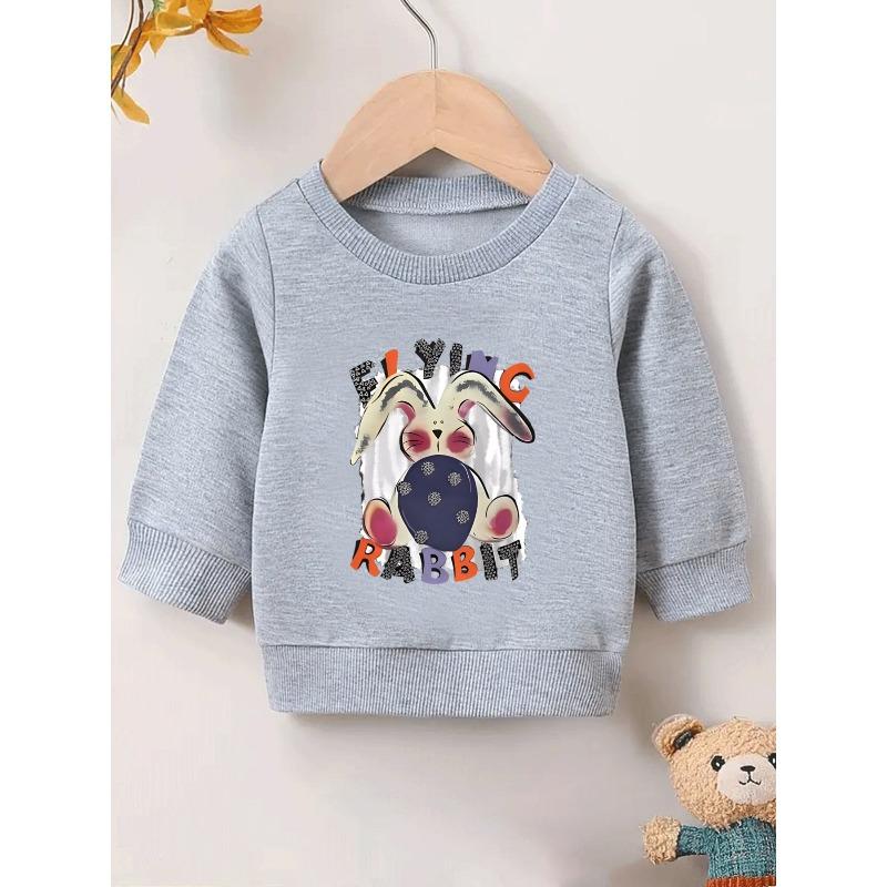 European Size Cute Printed Pattern 0-3 Years Old Comfortable Children's Spring Lightweight Round Neck Sweatshirt, Suitable for Outdoor Wear