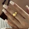 Stainless Steel Gold Color Starfish Shell Opening Rings For Women Men Vintage Geometric Metal Texture Finger Ring Party Jewelry
