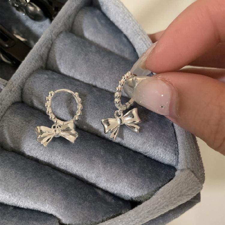 Unique Heart Bowknot Hoop Earrings Fashion Bows Earrings for Women Cute Gift