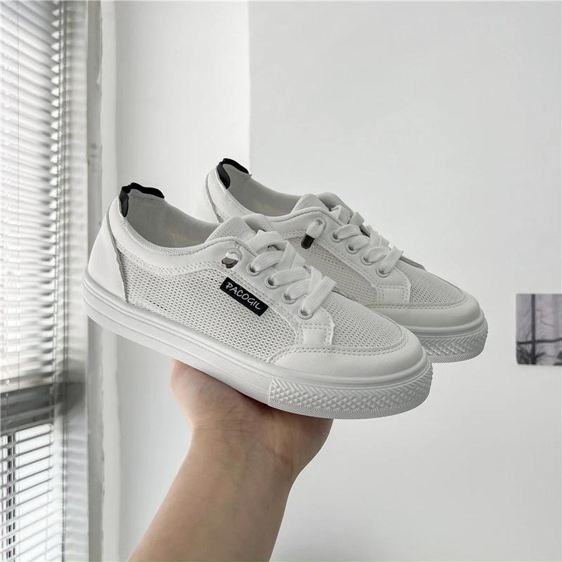 Mode 2024 Neue Mode Damen Vulkanisierte Schuhe Lässig Klassisch Einfarbig PU-Lederschuhe Frau Weiße Schuhe Sneaker