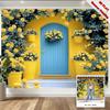 2D Yellow Rose Door Backdrop Bright Floral Wall Photography Background