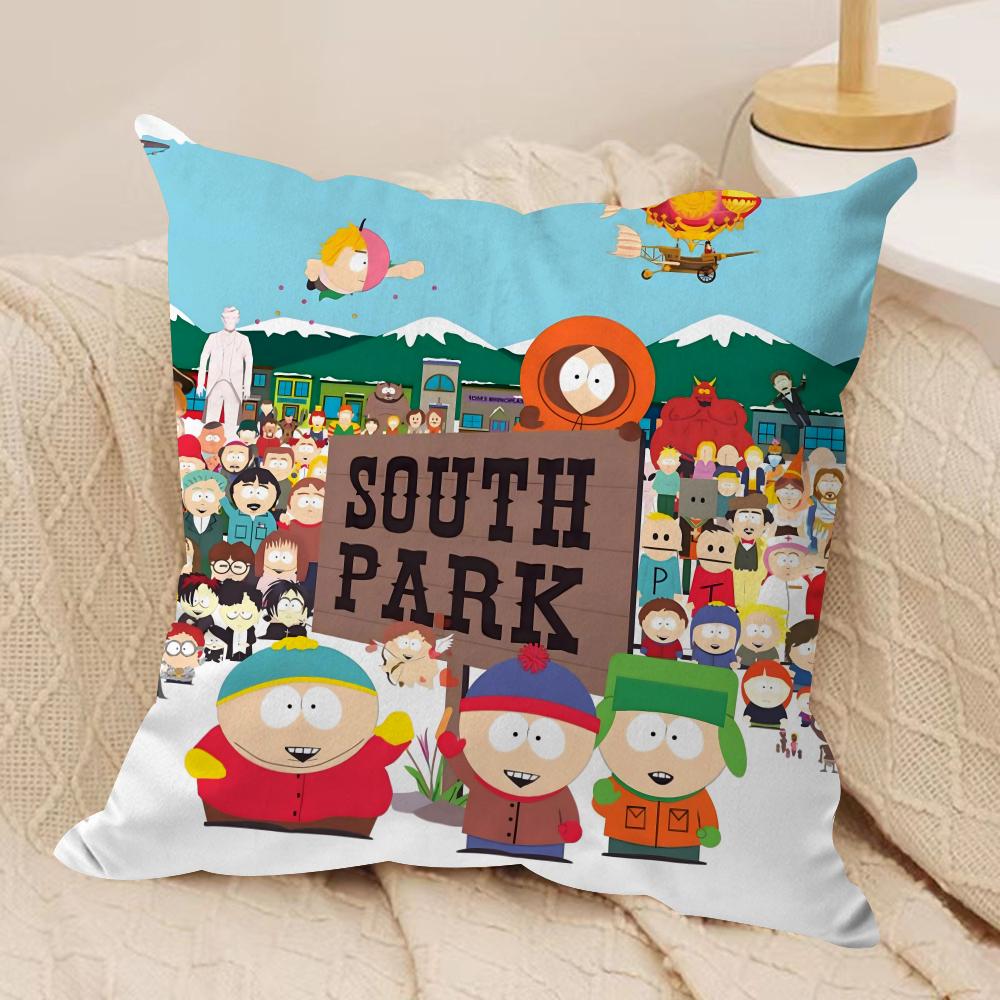 Funny Anime S-Souths P-Park Cushion Cover Soft Plush Double-Sided Printed Sofa Pillow Cushion Cover | Cozy All-Season Decor Gift