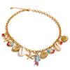 Yhpup Ocean Series Enamel Fish Shell Starfish Drop Charm Necklace Bracelet Bangle Summer Stainless Steel Chain Holiday Jewelry