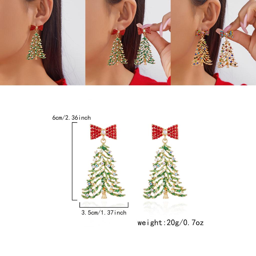 Christmas Tree Earrings For Women With Alloy Material Festive Design Perfect For Holiday Parties