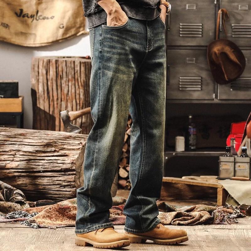 

Men s American Retro Loose Straight Jeans 3XL