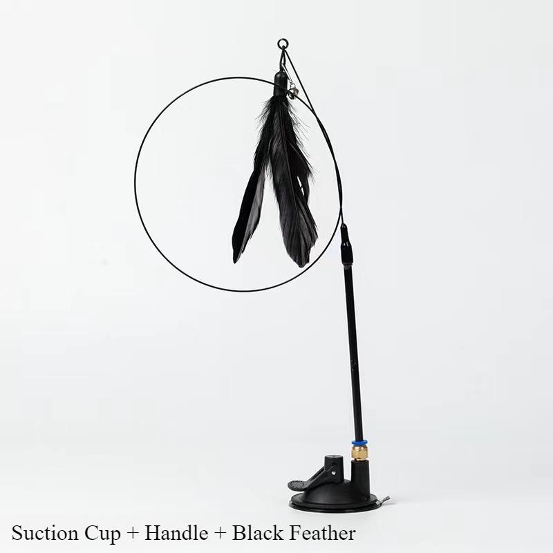Cross-Border Cat Teaser Toy: Suction Cup Feather & Bell, Detachable, Bite-Resistant, Self-Entertainment.
