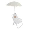 Kids Beach Chair with Umbrella Cute Cartoon Animal Print Foldable Portable Baby Camping Chair for Outdoor Activities