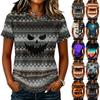 Womens Casual Pullover Short Sleeve T Shirt Halloween Graphic Print Top Lightweight Comfortable Fit