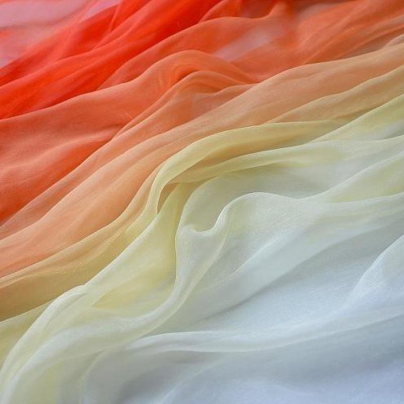 3/5/10m Multicolor Gradient Silk-Crepe Chiffon Fabric for Handmade DIY Sewing Hanfu Apparel Making Wedding Decoration