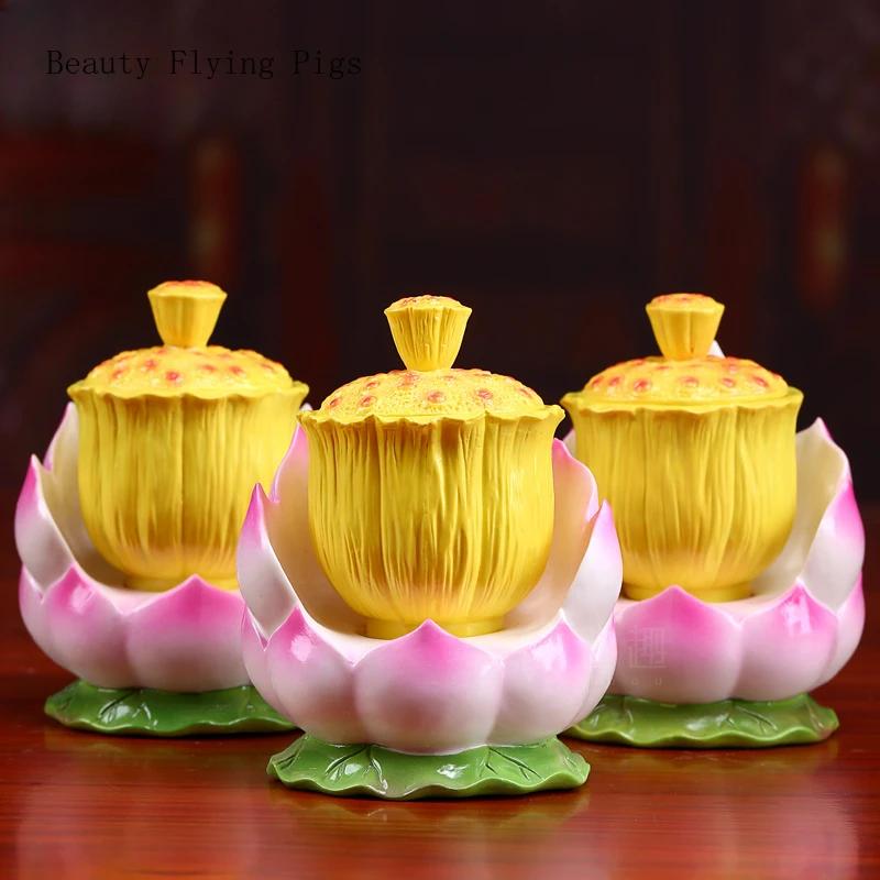 10,5 x 7,8 cm High-End-Keramik-Lotus-Vorratsbecher, Wasserreinigungsbecher, Guanyin-Haushalts-Buddha-Halle, Buddha-Utensilien und Ornamente