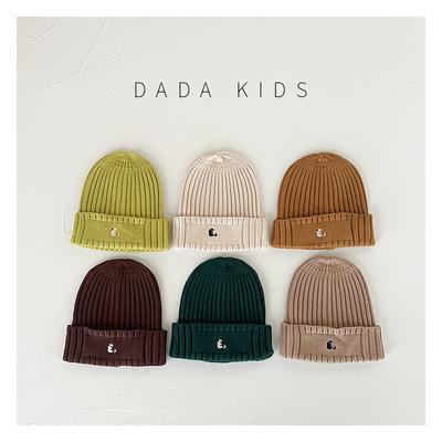 Children's Knitted Hat Early Autumn Thin Pullover Hat Ins Korean Version Simple Embroidery Western Style Boys and Girls Wool Hat Trend