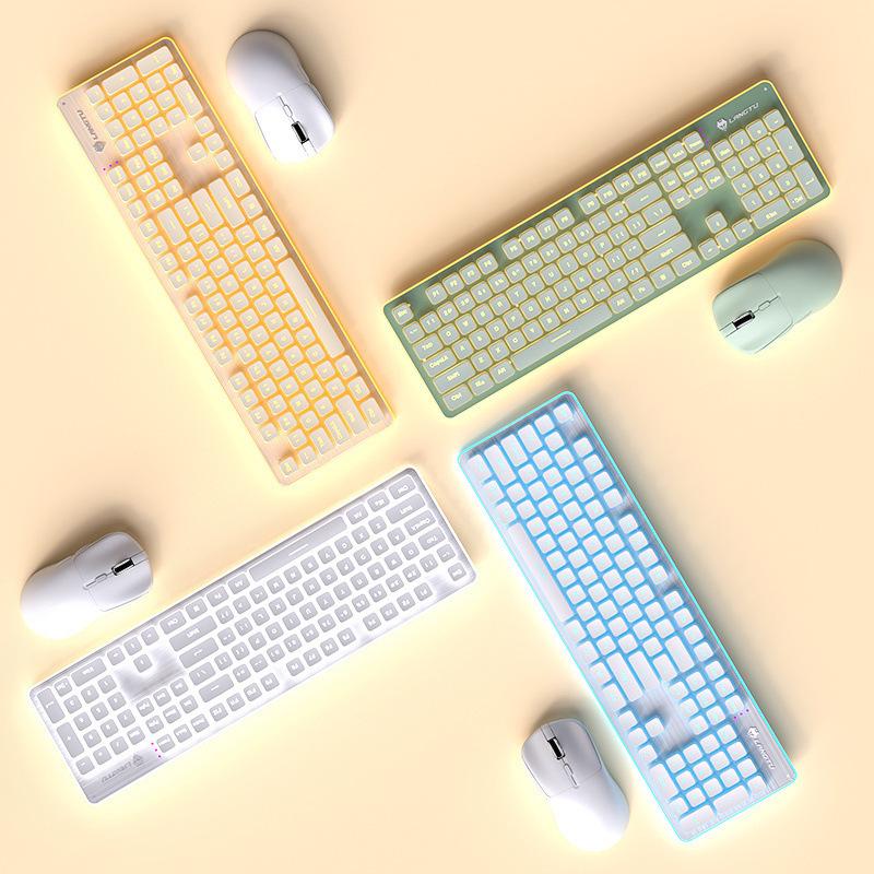 Ultra-Quiet Illuminated Mechanical Feel Wired Keyboard & Wireless Mouse Set for Office & Tablet Use