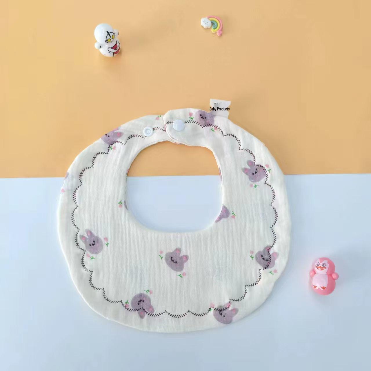 360° Rotating Baby Bib - Pure Cotton, Six-Layer Gauze, Absorbent Petal Design