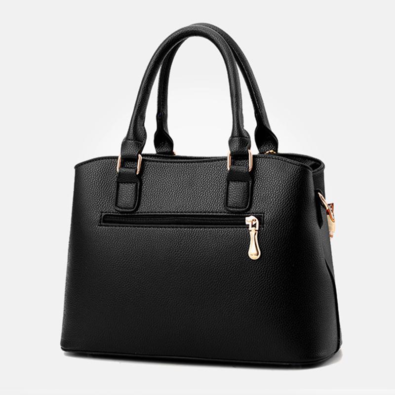 2025 New Stylish Large-capacity Solid Color Handbag PU Waterproof Messenger Bag Plush Pendant Simple Shoulder Bag