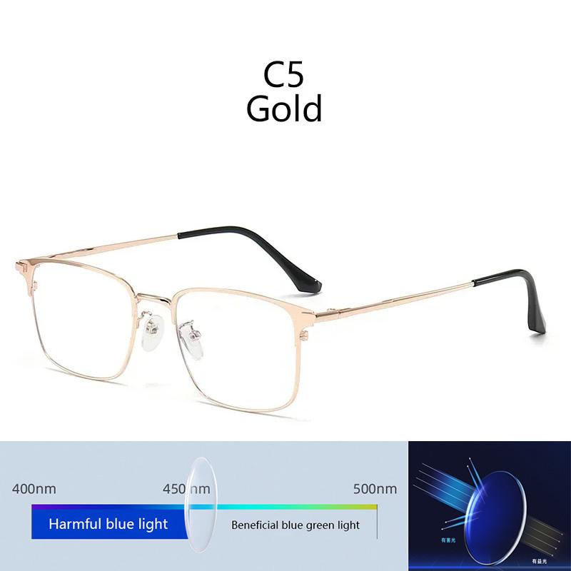 Plain Glasses Metal Full Rim Glasses Men Rectangle Prescription Eyeglass Frames For Optical Lenses Anti Blue Light