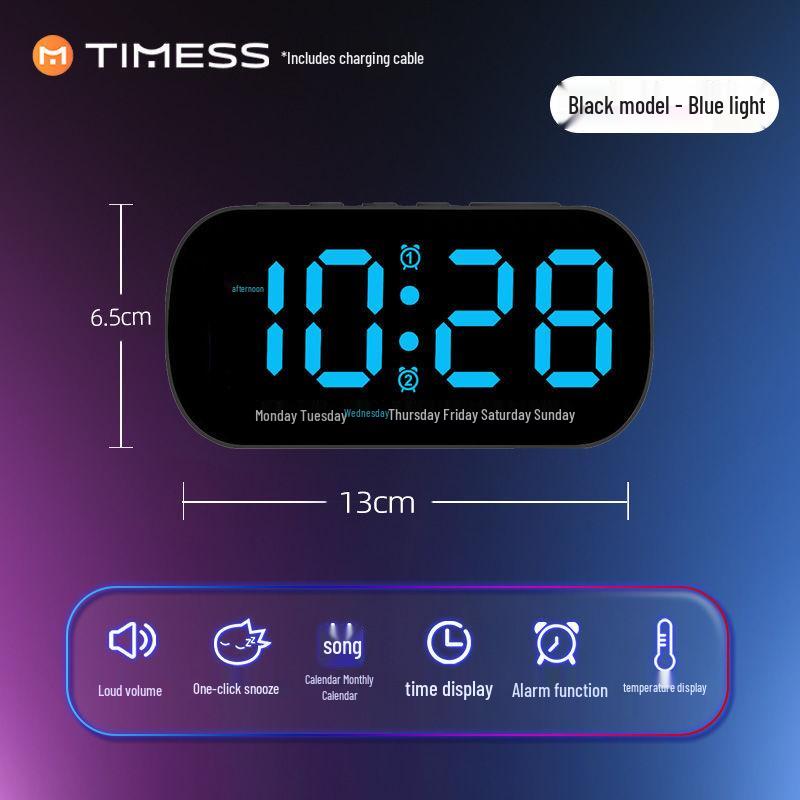 Smart Rechargeable Luminous Silent Alarm Clock with Large Screen for Students New Tech Full-Feature Smart Alarm Clock