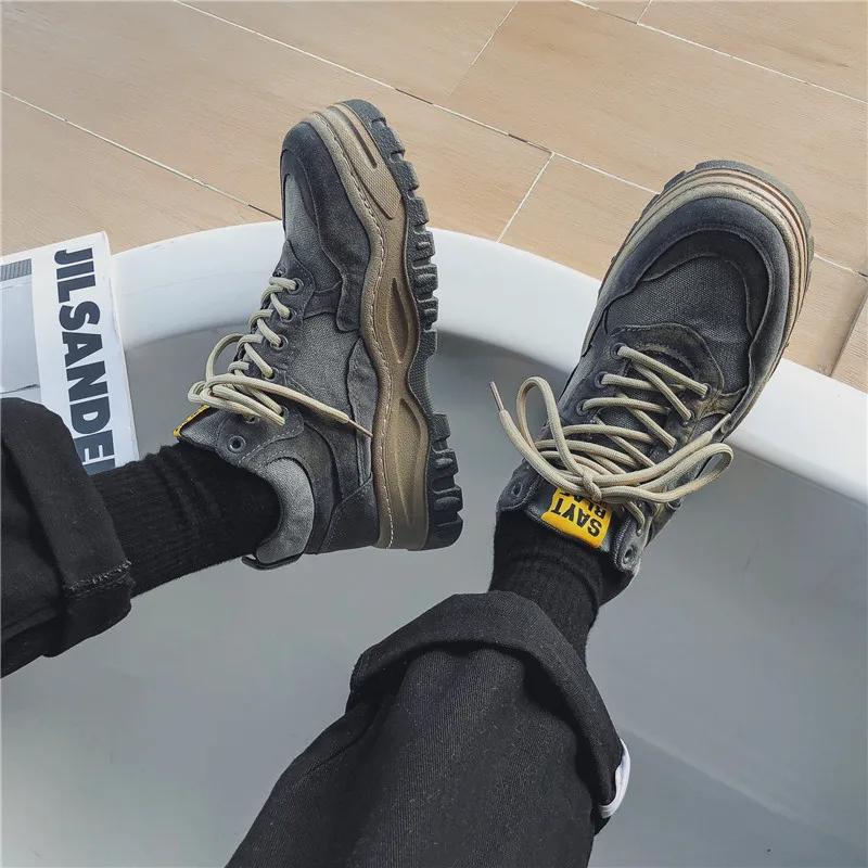 Plateau-Sneaker Herren Herbstschuhe Neue Schnürschuhe Höhenerhöhende Herrenschuhe Strapazierfähige Wanderschuhe Tenis Masculino