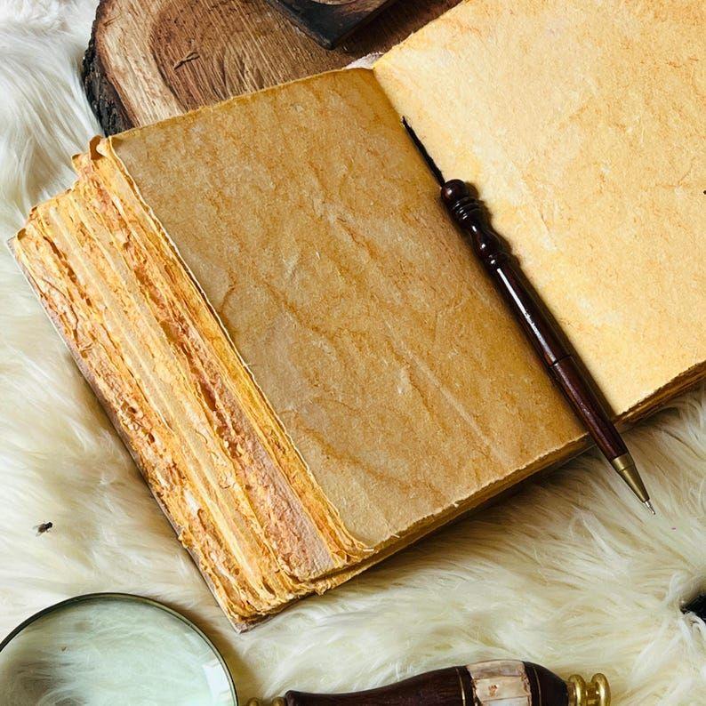 Fox Leather Journal: Large Vintage Grimoire, Blank Book of Shadows