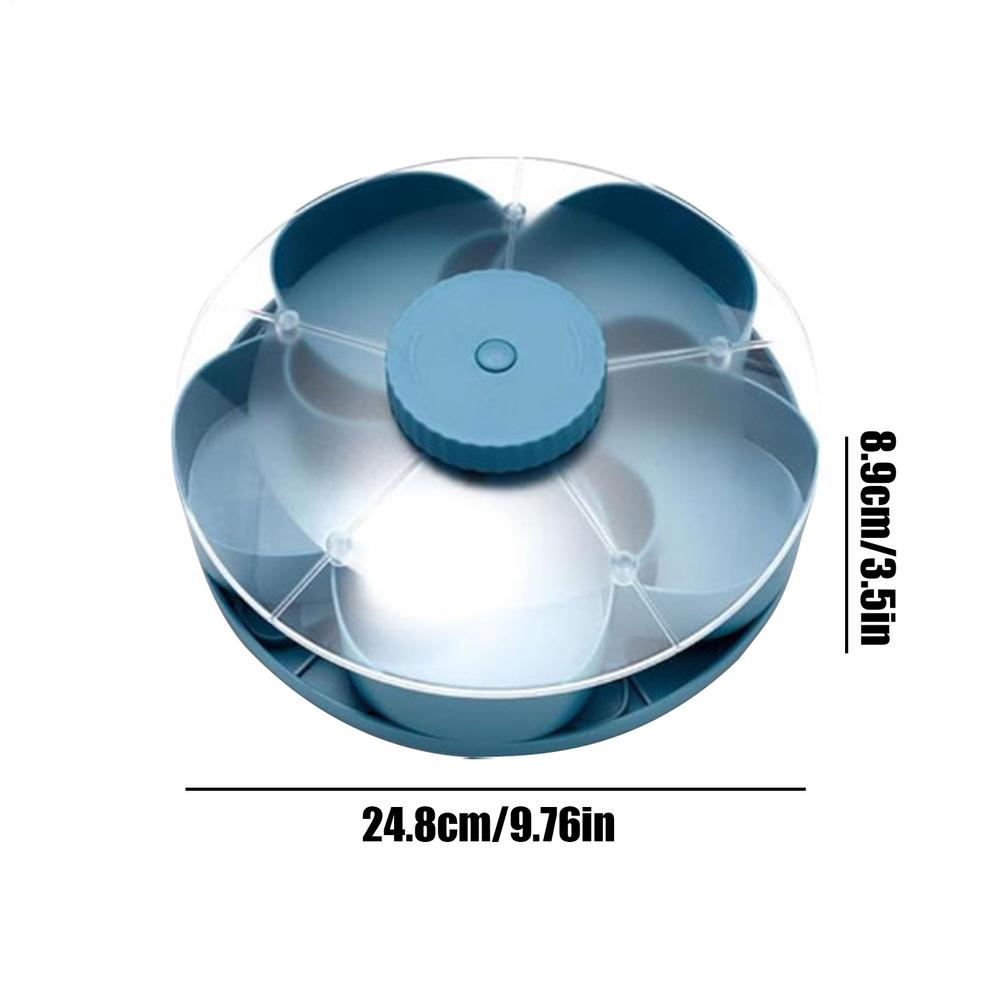 Snack Container Fruit Serving Plate Rotating Divided with Lid Snack Platter Flower shape storage box for Home outdoor travel синий