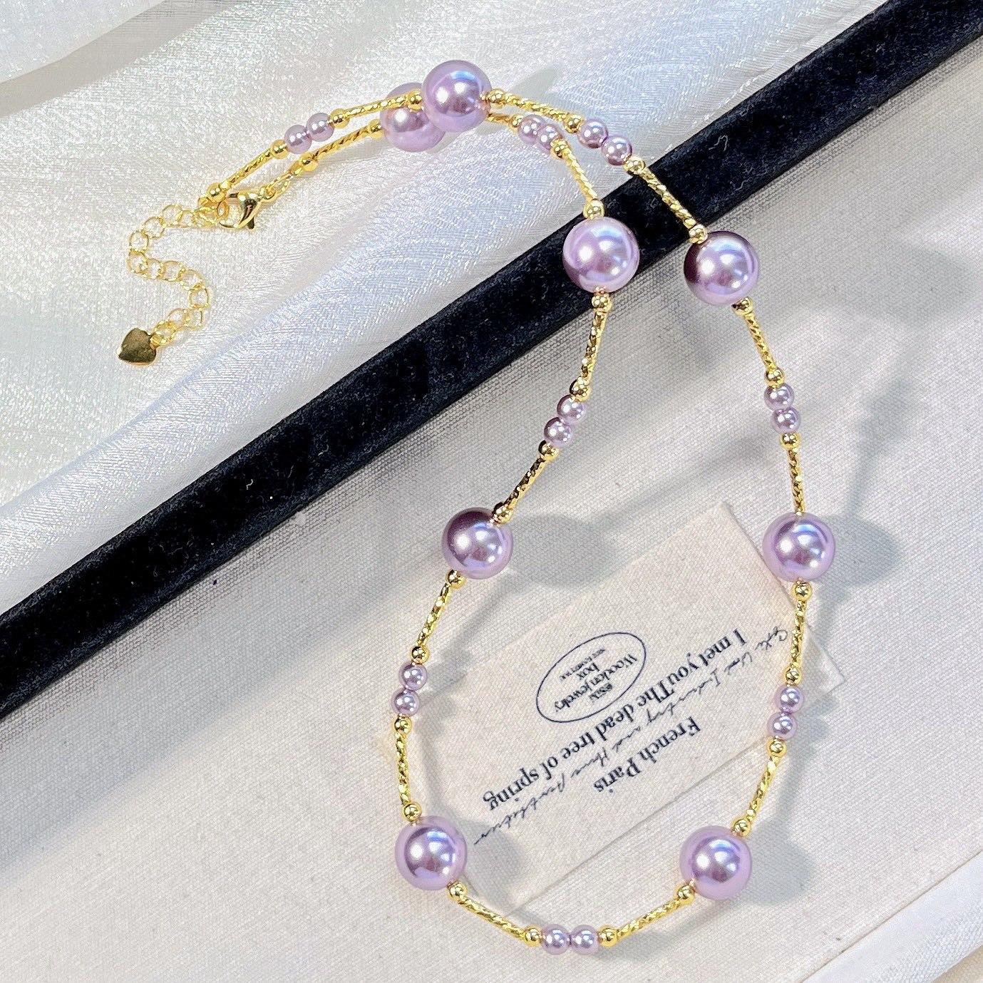 High Quality High Gloss Artificial Crystal Pearl Clavicle Chain Necklace