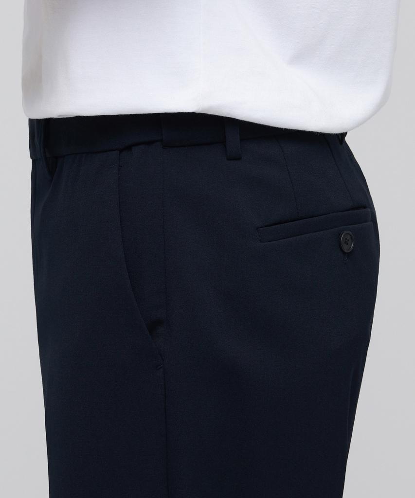 MUSINSA STANDARD Lightweight Semi-Wide Hidden Banding Slacks [Navy]