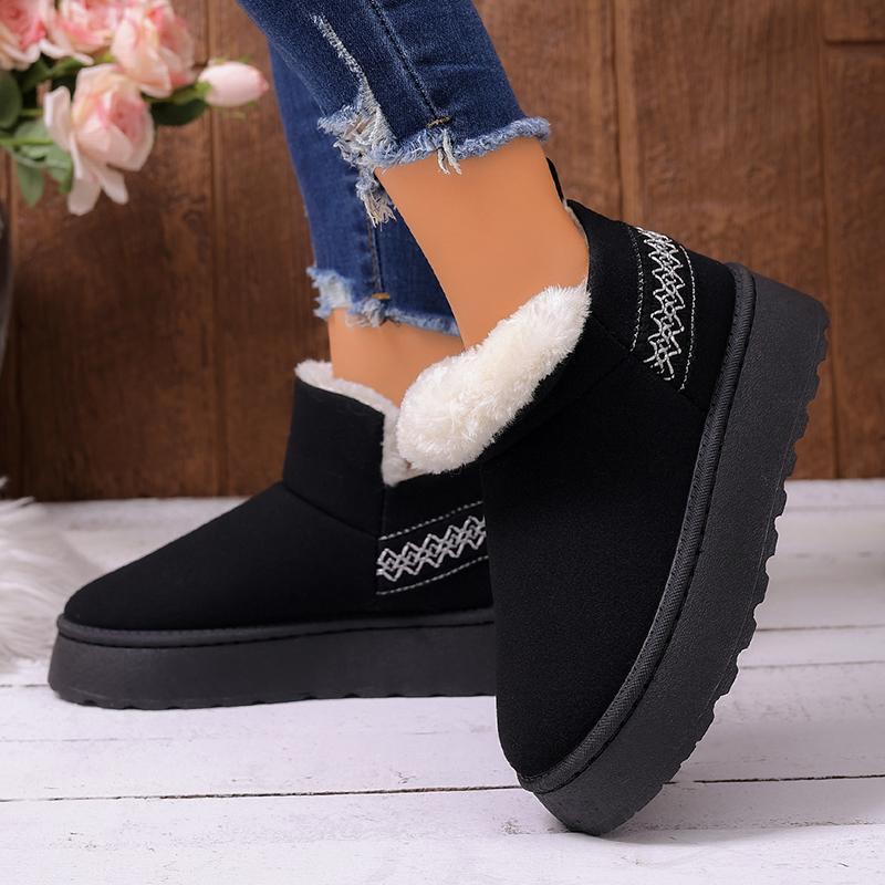 Thick Plush Platform Snow Boots for Women Winter Warm Fur Cotton Padded Shoes Woman Faux Suede Slip On Ankle Botas De Mujer 2025